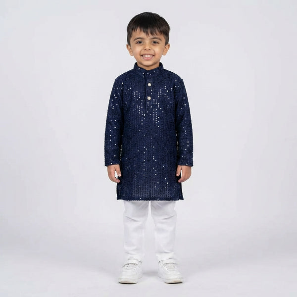 Boys Red Embroidered Kurta Pajama Set – Traditional Festive Ethnic Wear for Kids - KD-B-ETH-10014