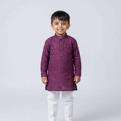 Boys Purple Kurta Pajama Set – Stylish Kids Ethnic Wear for Festive & Wedding Occasions