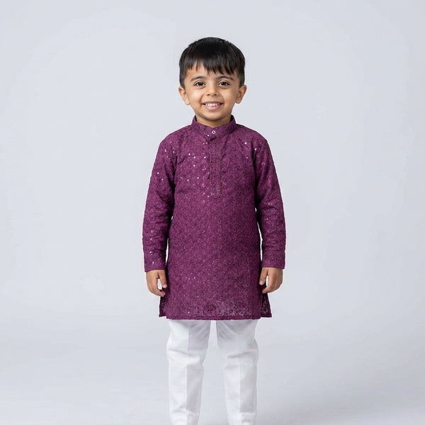 Boys Purple Kurta Pajama Set – Stylish Kids Ethnic Wear for Festive & Wedding Occasions