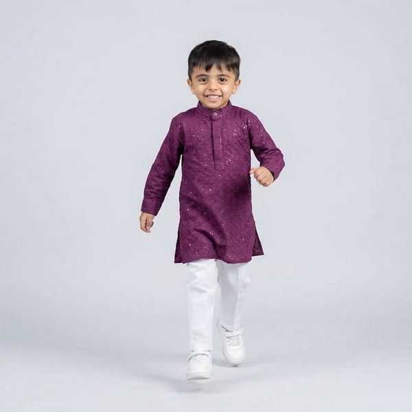 Boys Purple Kurta Pajama Set – Stylish Kids Ethnic Wear for Festive & Wedding Occasions
