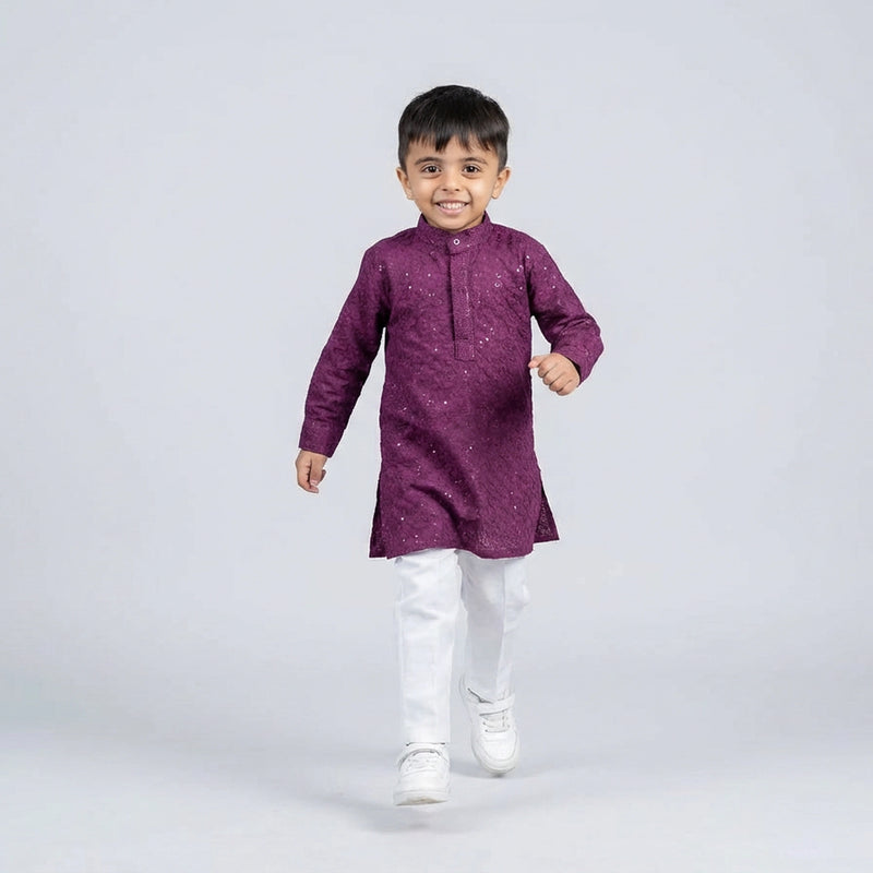 Boys Purple Kurta Pajama Set – Stylish Kids Ethnic Wear for Festive & Wedding Occasions