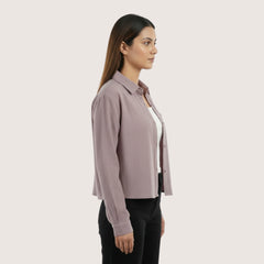 Women’s 2-Piece Layering Set – Overshirt + White Ribbed Cami Top