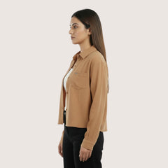 Women’s 2-Piece Layering Set – Overshirt + White Ribbed Cami Top