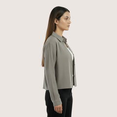 Women’s 2-Piece Layering Set – Overshirt + White Ribbed Cami Top