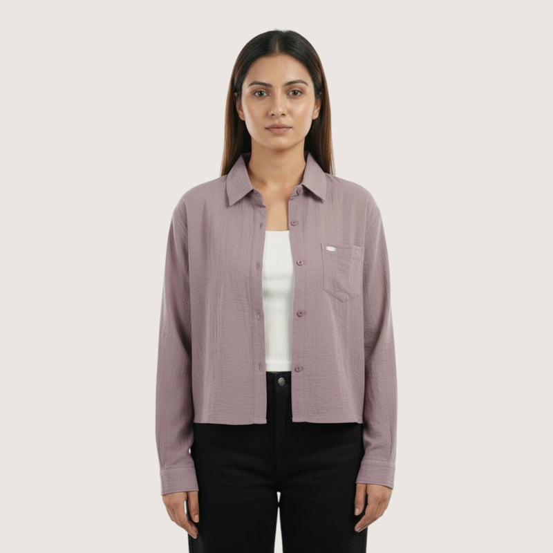Women’s 2-Piece Layering Set – Overshirt + White Ribbed Cami Top