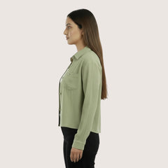 Women’s 2-Piece Layering Set – Overshirt + White Ribbed Cami Top